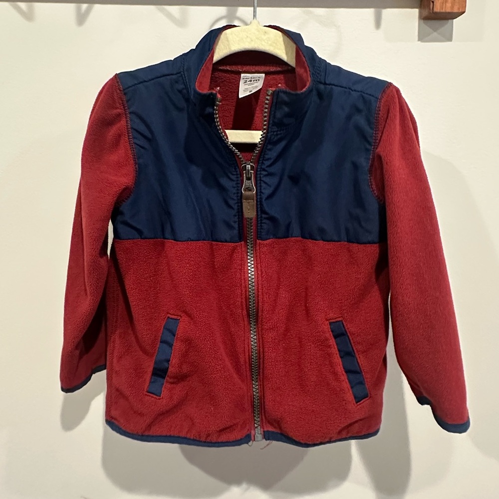 Carters 24 Month Fleece Zip Up Jacket Navy And Maroon Baby Boy